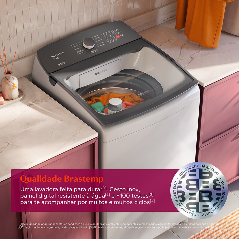 Lavadora de Roupas Brastemp 14Kg Smart Sensor Branca BWJ14AB - 220 Volts